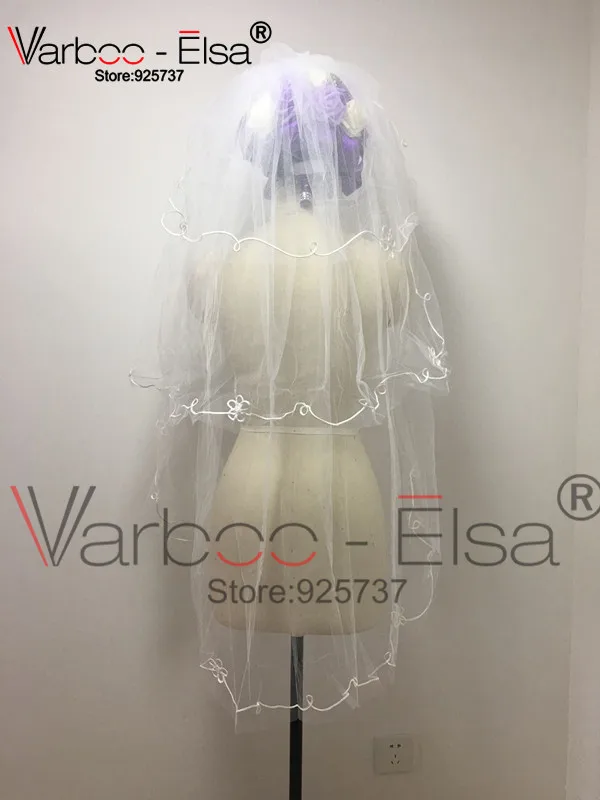 Velo de novia 2018 в наличии дешевая кружевная Фата для невесты белый/бежевый 3 слойная