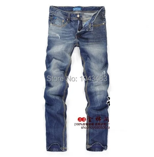 2015 Winter fashion brand Men's jeans casual Classic Simple denim men's pants dark color straight disel free shipping | Мужская
