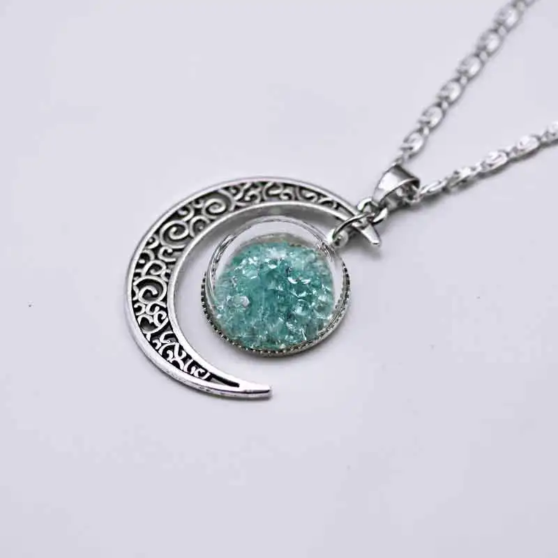Новинка 2017 стеклянный шар ожерелье из горного хрусталя серебряное с лунным