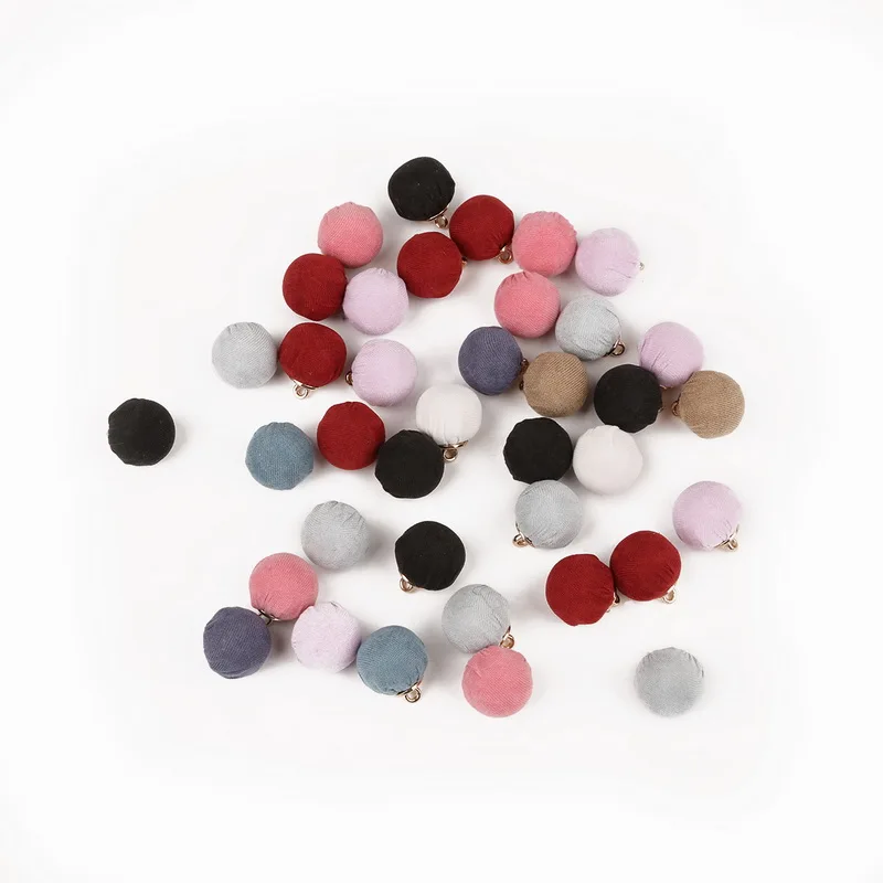 10 шт./лот 13 мм многоцветные покрытые тканью бусины Подвески круглый шар кулон для