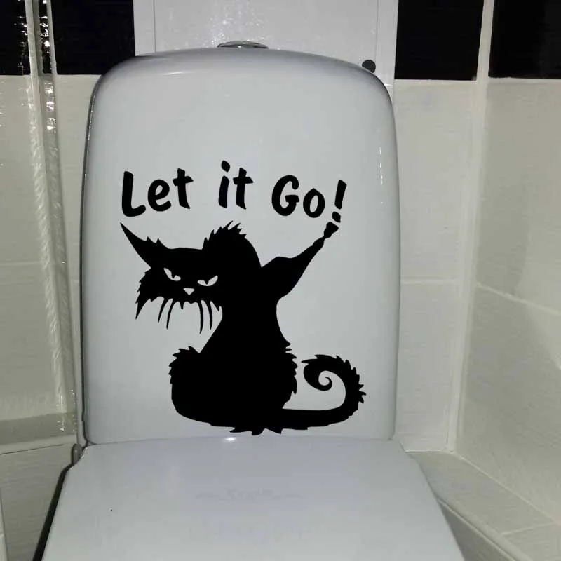 YOJA 22,1X24 см WC забавный кот Let It Go наклейка для сиденья унитаза ванная комната дома Наклейка на стену T5-0039