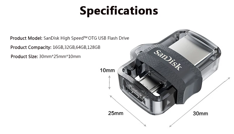 Sandisk USB флеш-накопитель 128 Гб 64 ГБ 32 ГБ 16 ГБ USB 3,0 двойной OTG флеш-накопитель высокоскоростной 150 м/с мини-карта памяти для телефона на Android