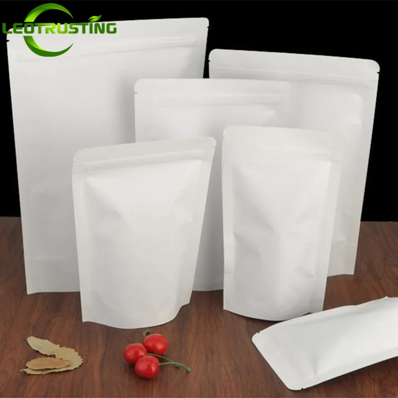 Leotrusting 50 шт. белые стоячие бумажные пакеты с застежкой молнией|paper storage bag|storage