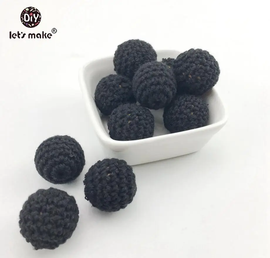 5 Let's make 20 мм круглые вязаные крючком бусины 5 шт. DIY Уход ожерелье аксессуары BPA бесплатно Деревянный Прорезыватель для зубов детский Прорезыватель - Цвет: 5
