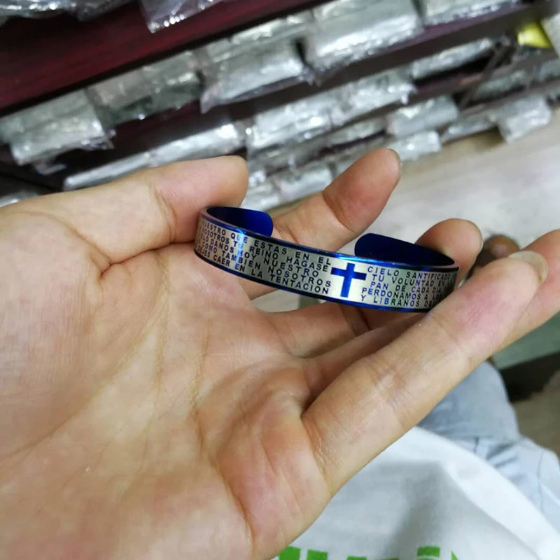 2020 модный браслет из нержавеющей стали с голубым крестом искусственным