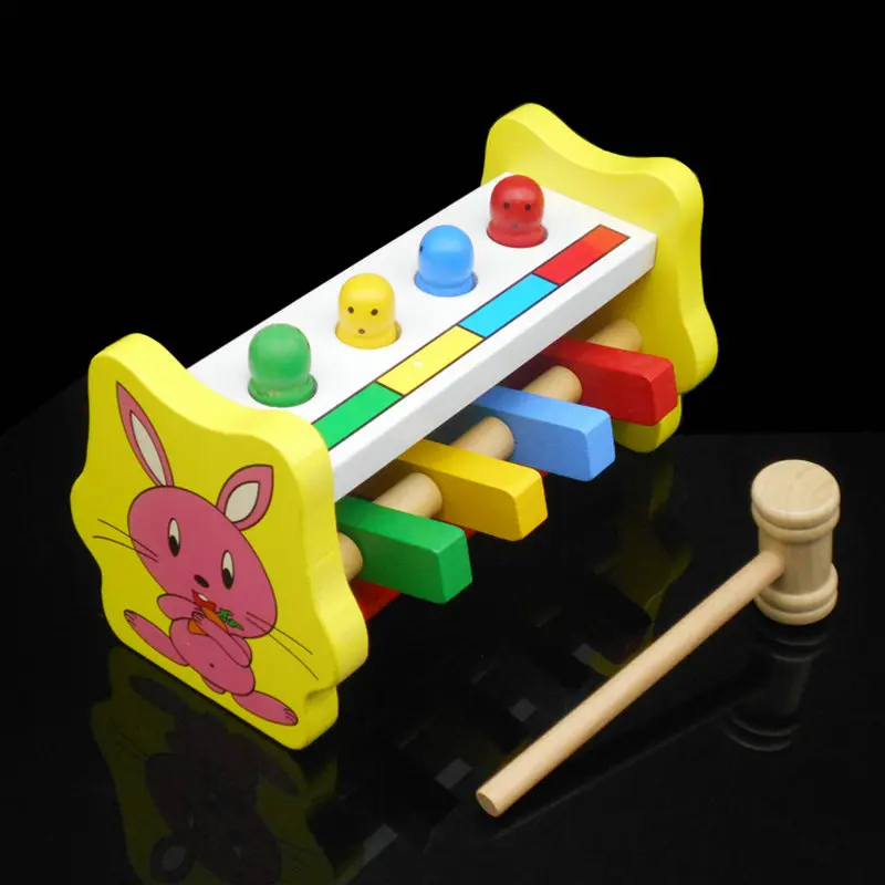 Детские деревянные блоки перкуссия whack-a-mole игрушки для детей Раннее Обучение настольные игры Beat Rabbit игра деревянный блок игрушка