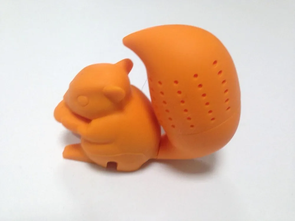 High Quality Cute Squirrel Tea Strainer Silicone loose-leaf Infuser Filter Diffuser Fun Accessories |