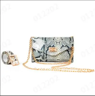 Pu Leahter Waist Bag Famal Fashion Waist Belt Women Waist Pack Serpentine Fanny Pack Leather Fashion Snake Skin Waist bag - Color: as picture