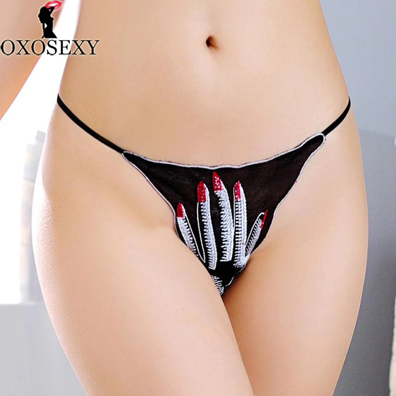 Прозрачное женское нижнее белье с белым черепом и ладонью сексуальное трусики