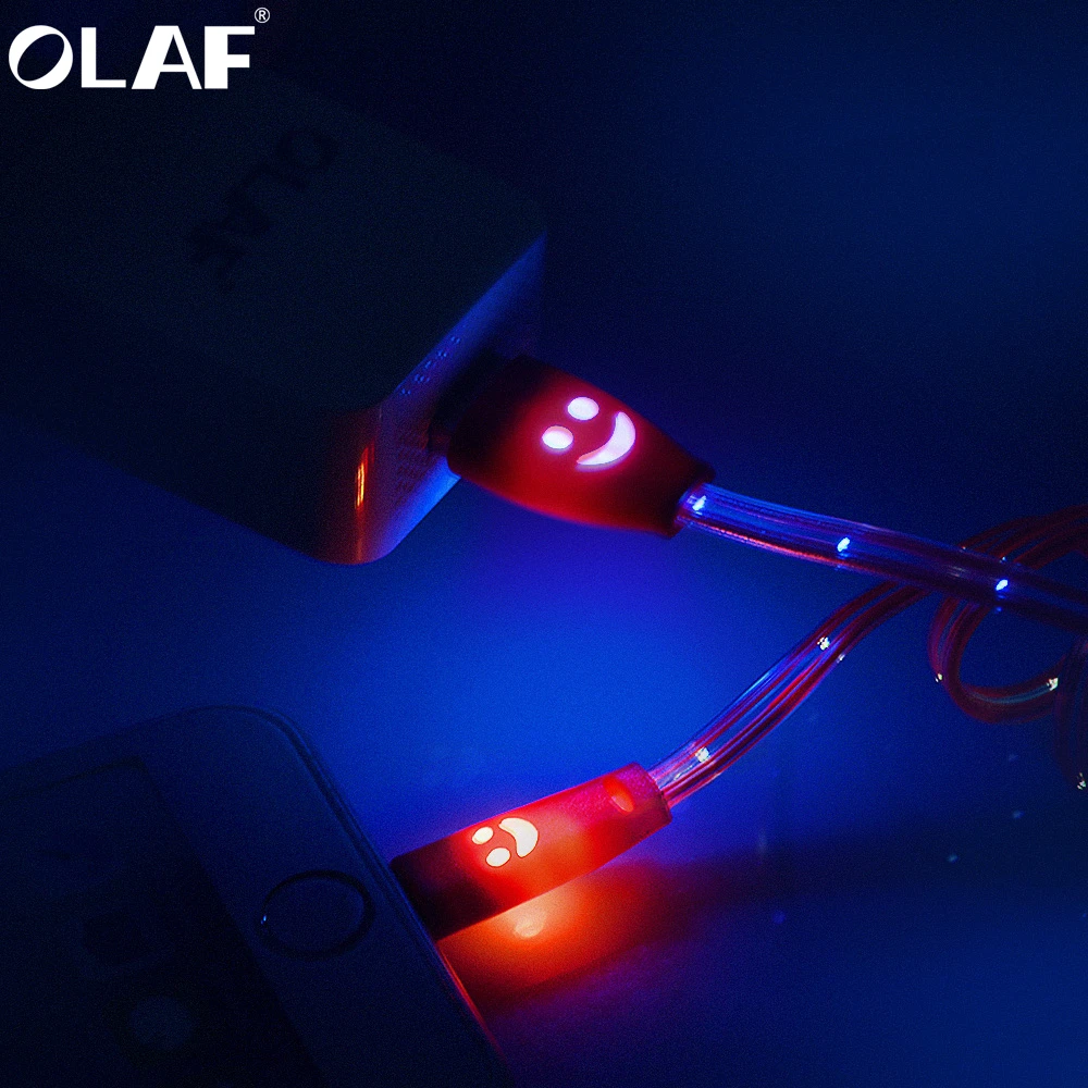 Олаф микро USB светящийся светодиодный светильник Быстрая зарядка данных улыбка мобильный телефон кабель для samsung Xiaomi Redmi Android usb зарядный шнур 1 м