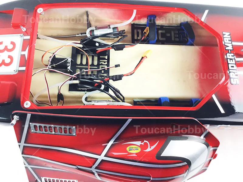 

E51 PNP Dual Motors & ESCs Propellers Electric Fiberglass RC Boat 100kmh Dual Driving System Spider Painting TH02673