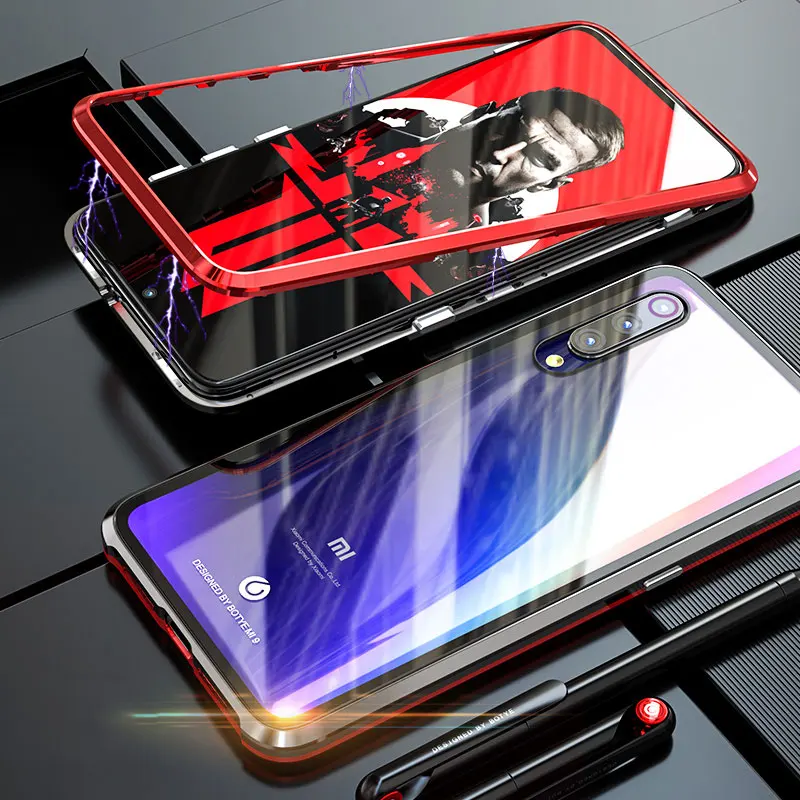 Магнитный металлический чехол для Xiaomi mi9, Прозрачный задний противоударный флип-чехол для Xiaomi Redmi Note 7 Pro, тонкий Глобальный роскошный