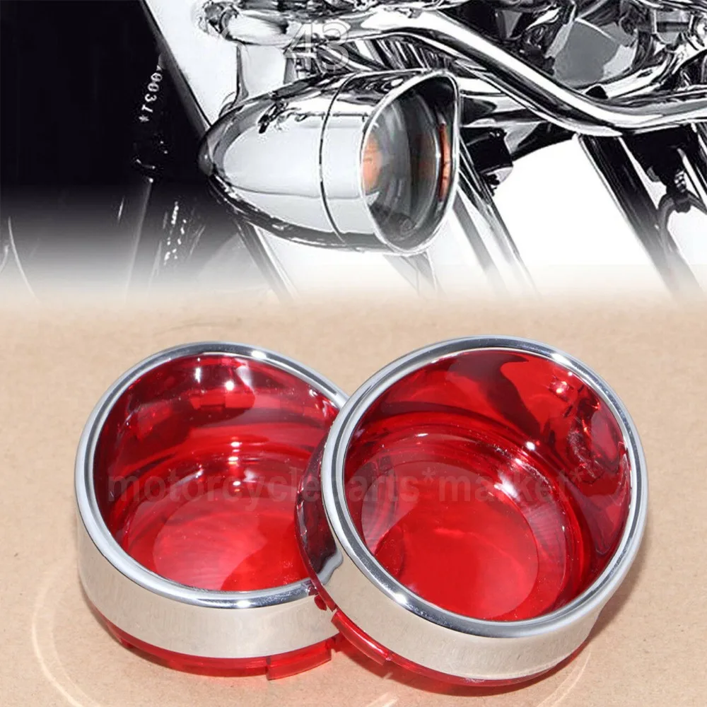 2 шт. хромированные зажимы для поворотников с красными линзами Harley Touring Softail Dyna