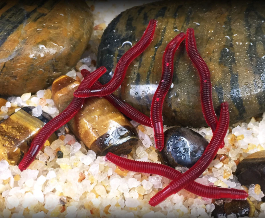 YINGTOUMAN 50 шт./лот 3 5 см мягкий красный червь поддельный земляной дорога Азия Рыбалка