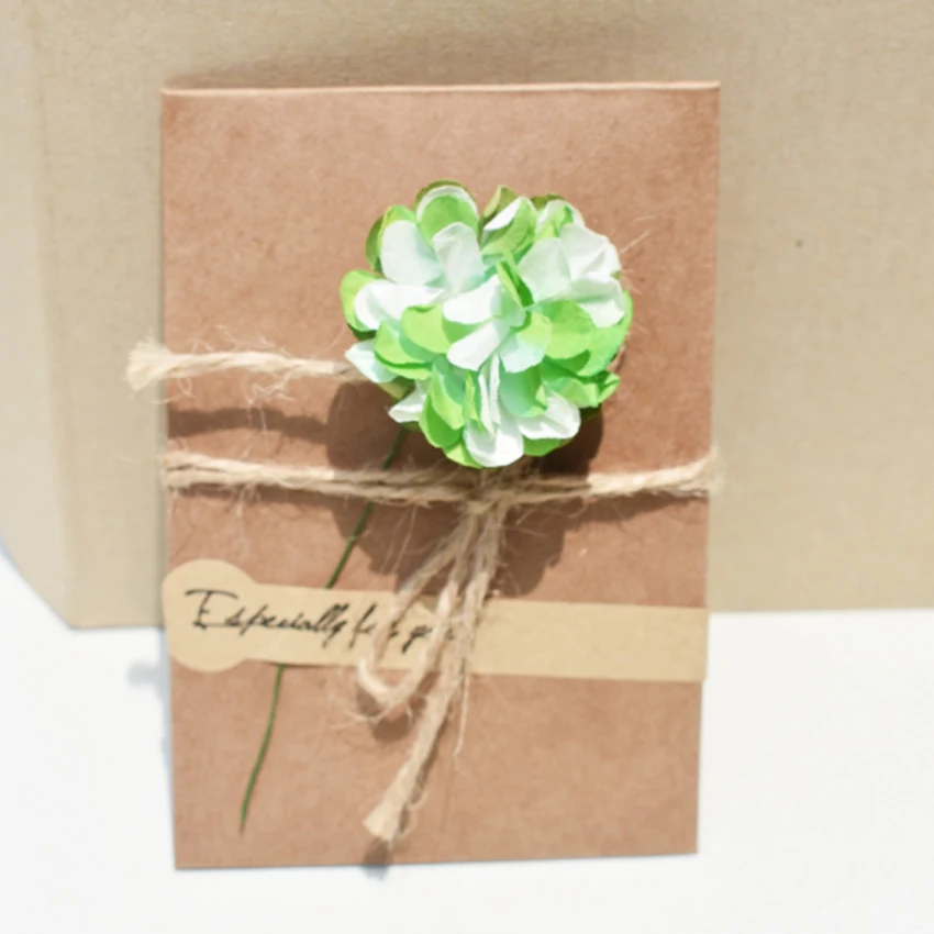 Green carnation 1 упак./лот Винтаж крафт Бумага сушенный цветочный поздравительная открытка с цветочным принтом конверт специально для Вас Подарки Сообщение пригласительная открытка - Цвет: Green carnation