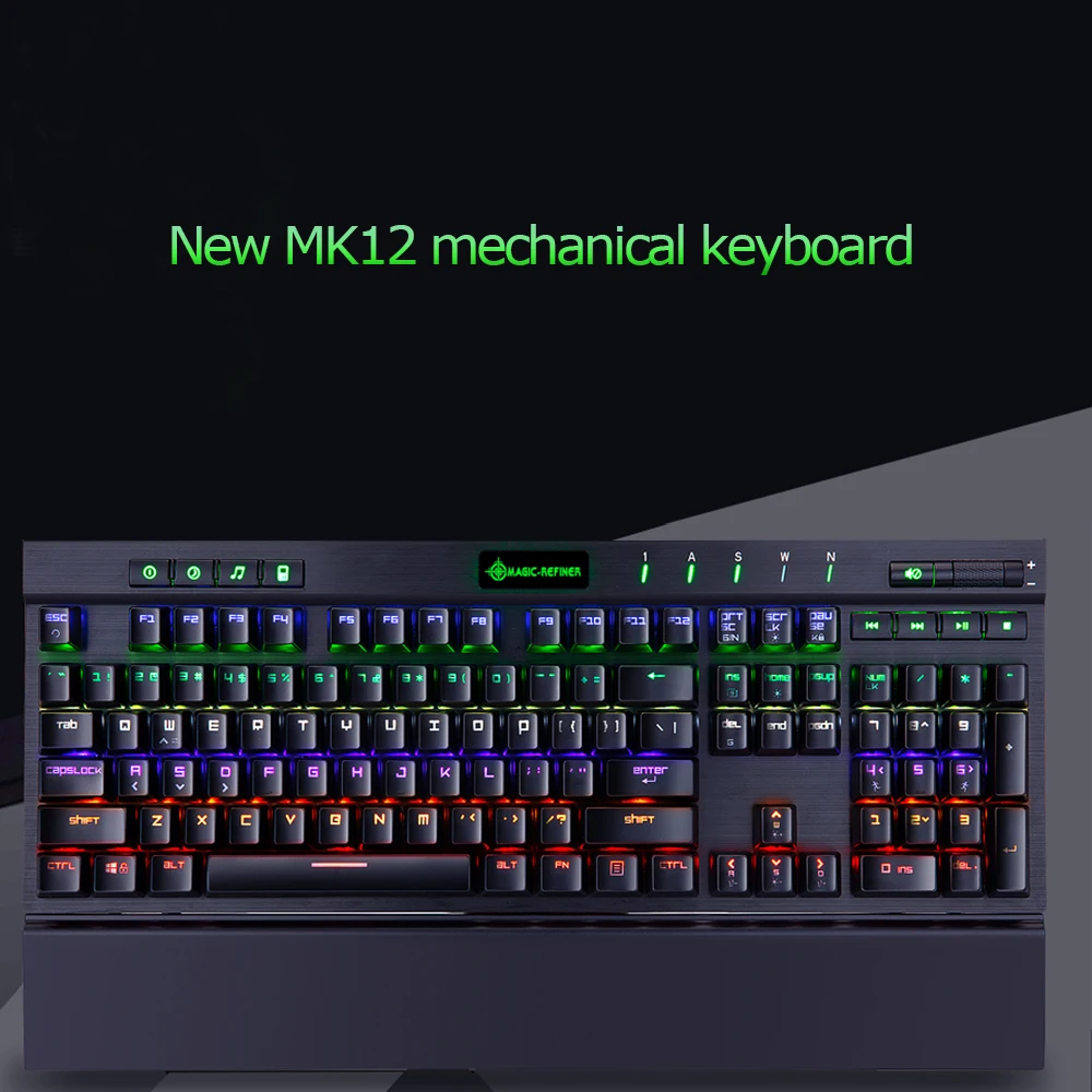 MK12 квадратная механическая клавиатура, красный переключатель, Электронный Спортивный геймерский компьютер, смешанный светильник, проводная клавиатура с подсветкой