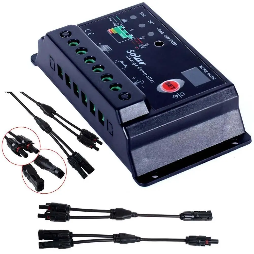 20A AMP 12V / 24V Панели солнечные зарядки Батарея регулятор гелиевый аккумулятор + 1