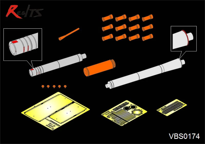 RealTS Voyager Model 1/35 VBS0174 Современный русский 125 мм(2A46M) бочонок(T-90 б/у)(GP