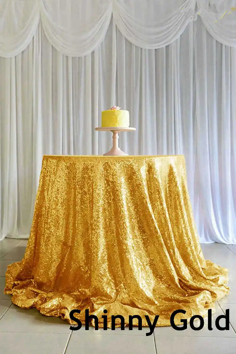 Shinny Gold B·Y 72inch-180cm Round Sequin Tablecloth Pink Gold Sequin Table Cover for Christmas Party Wedding decor-9531 - Цвет: Shinny Gold