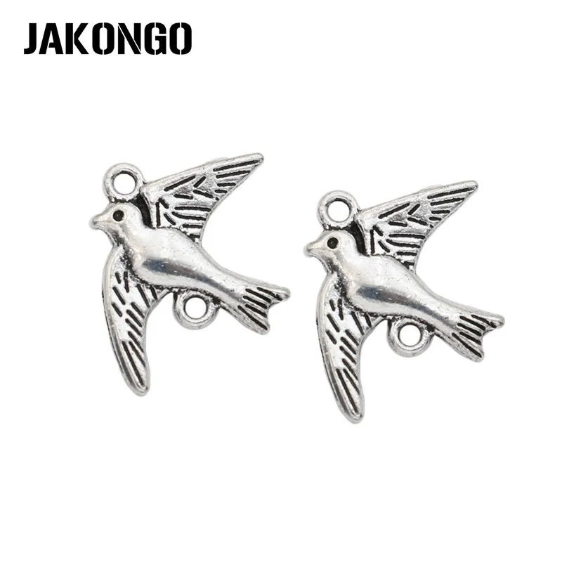 

Antique Silver Plated Flying Bird Charm Pendants Connector Jewelry Accessories Making Bracelet Findings 20x15mm 25pcs/lot