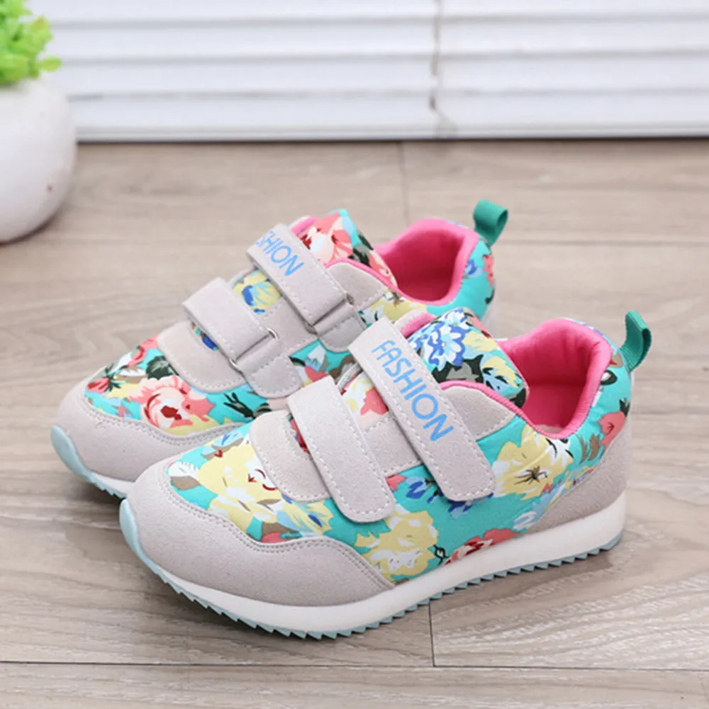 2019 Милая обувь для маленьких девочек с цветочным рисунком удобные детские