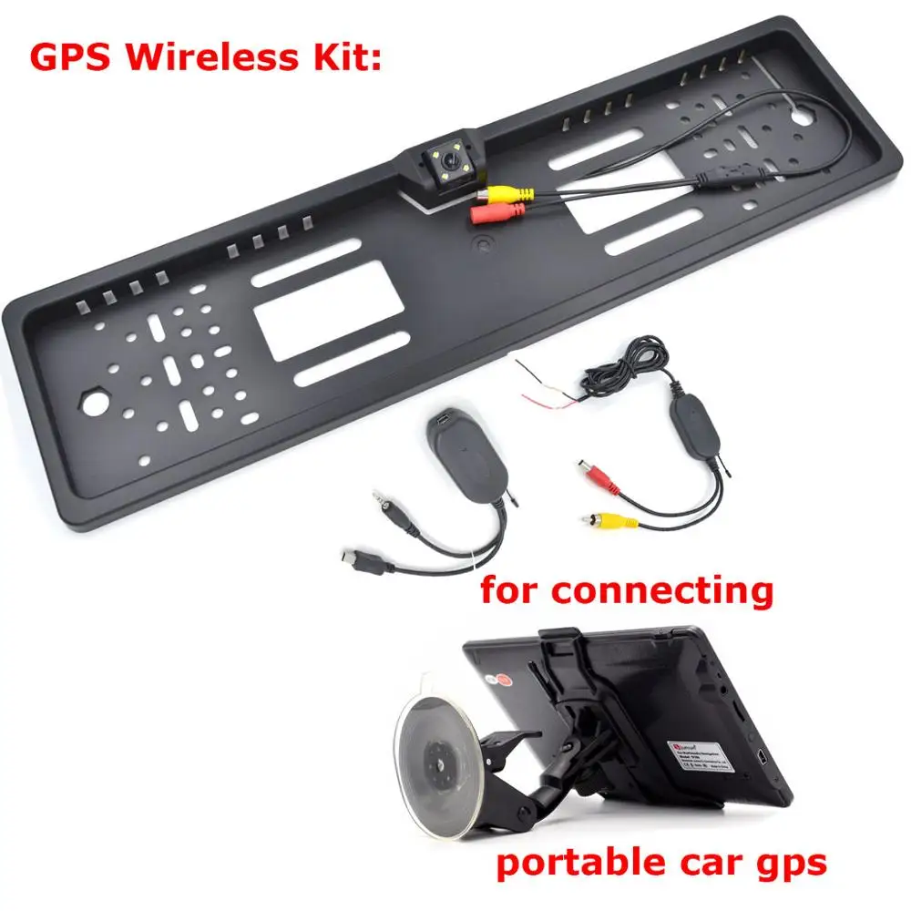 GPS wireless black Беспроводная Автомобильная камера заднего вида, ЕС, номерная пластина, рамка, обратная камера, светодиодный, ночной, Vison, Парктроник, парковочная камера для автомобиля, монитор - Название цвета: GPS wireless black