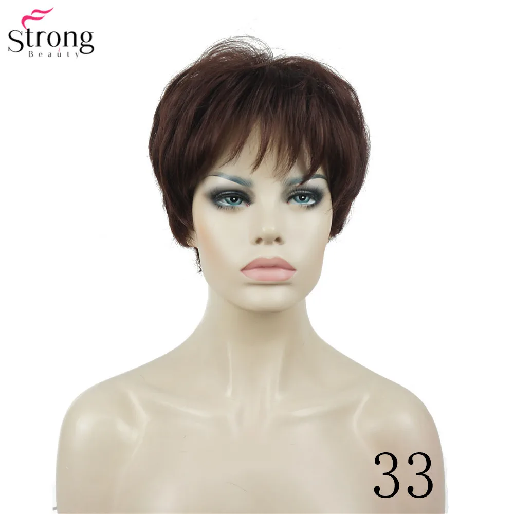 StrongBeauty женский парик короткий прямой натуральный Хай синтетический монолитный парик блонд/черный 11 видов цветов