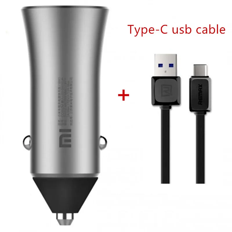 Новая версия Xiaomi Mi автомобильное зарядное устройство двойной USB быстрая зарядка 5 В/2,4 А 9 В/2 а 12 В/1,5 А макс 18 Вт Быстрая зарядка издание с светодиодный светильник советы - Тип штекера: add typeC usb cable