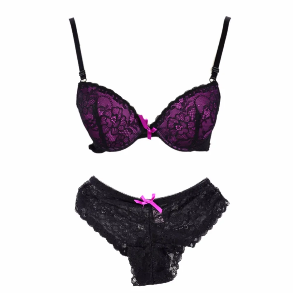 Комплект женского кружевного нижнего белья с чашками пуш ап|panty bra sets|bra setunderwear set |