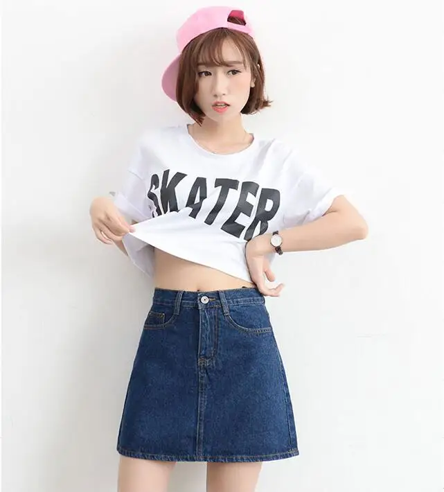 

Летняя Корейская джинсовая юбка в стиле ретро с высокой талией