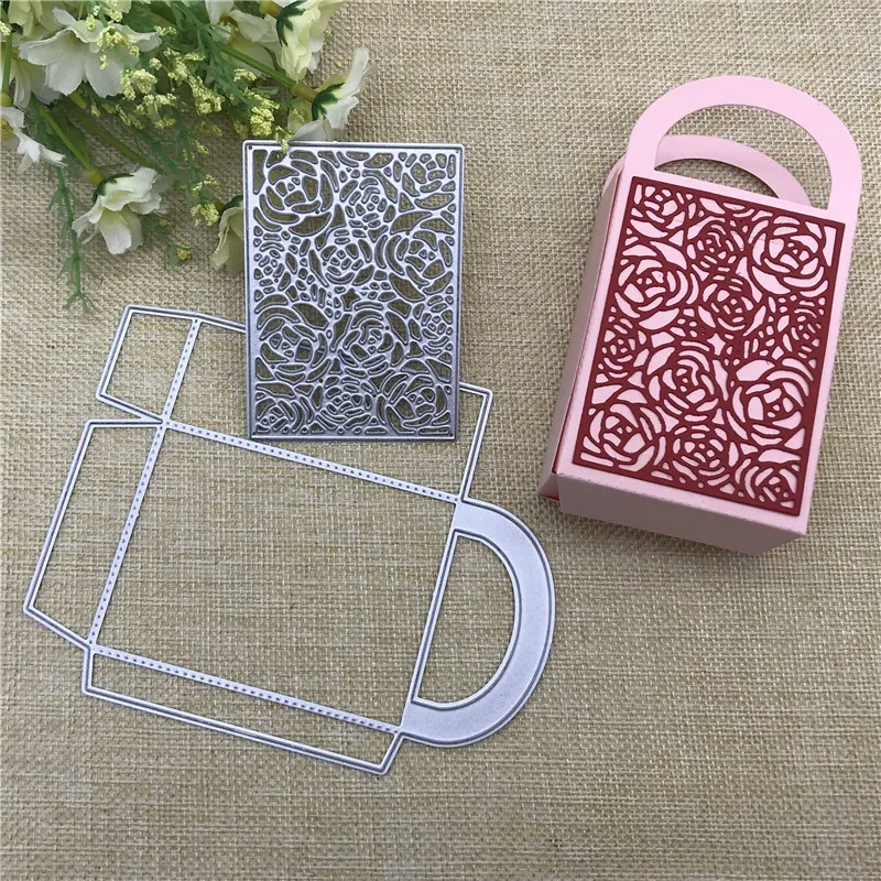 Розовая 3D Сумочка металлическая прорезной трафарет для окраски для DIY Скрапбукинг фото альбом тиснение бумажные карты ремесла высечки