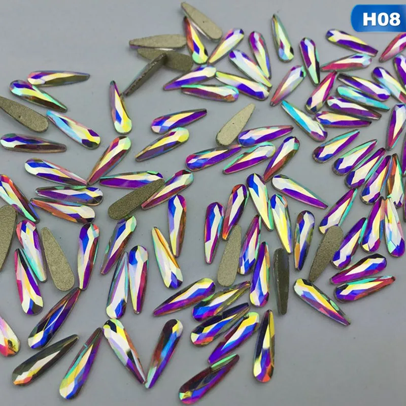Новые белые AB Стразы для ногтей конский глаз алмазные Хрустальные Блестки для ногтей DIY 3d дизайн украшения для ногтей 10 шт