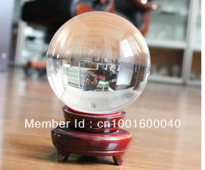 

large CLEAR feng shui CRYSTAL BALL sphere 150mm or 6 inch + WOOD stand AAA GIFT