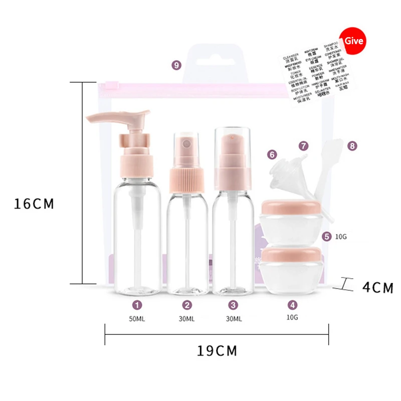 9pcs/set Portable Empty Container Bottle Plastic Face Cream Pot Bottles Eyeshadow Make Up Container Bottle