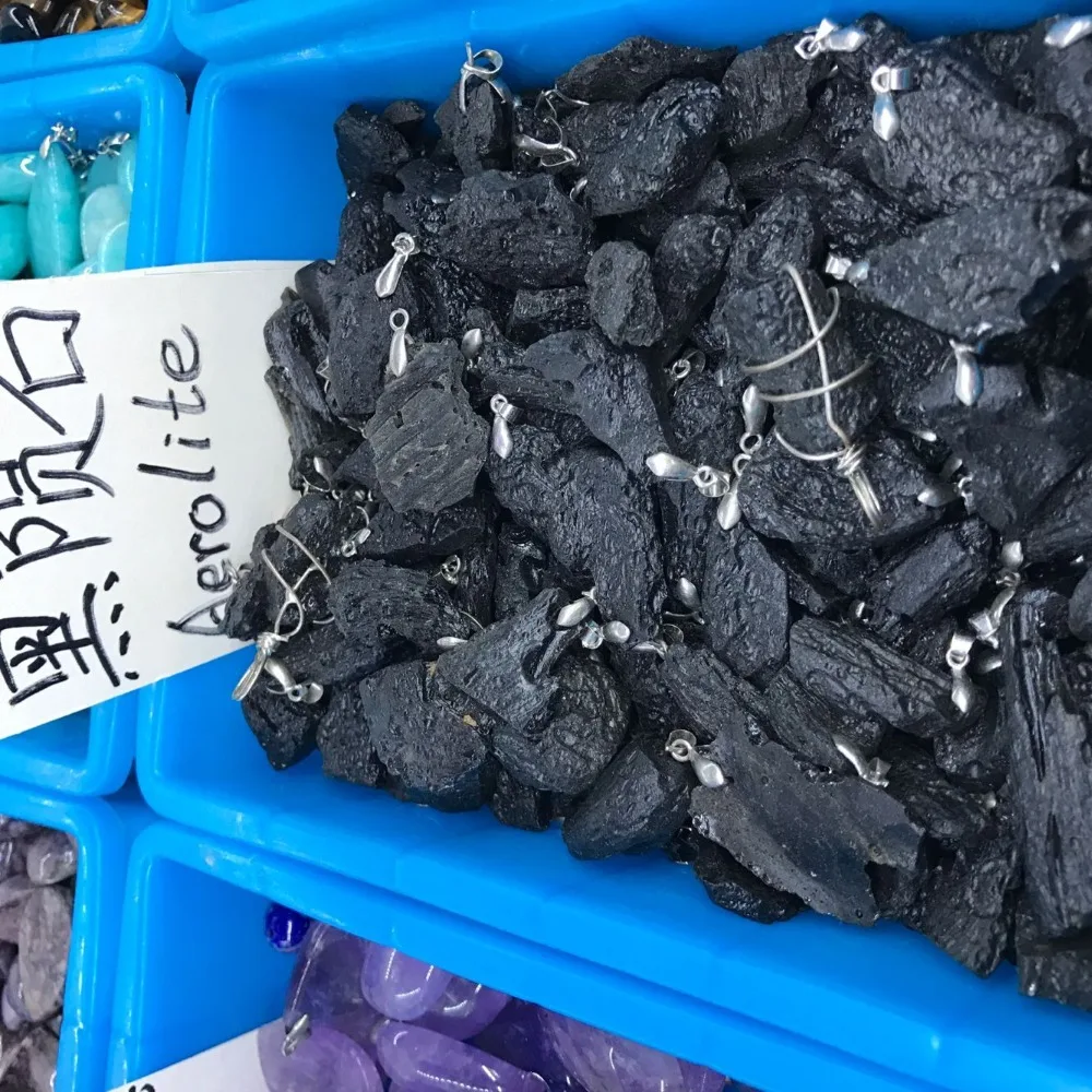 Черный камень Tektite подвеска с проволочной обмоткой подходит для модного рудного