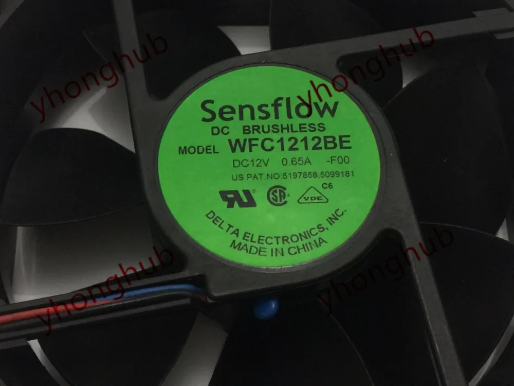 Delta Electronics WFC1212BE F00 Сервер охлаждающий вентилятор DC 12V 0.65A 120x120x38 мм версия 3 провода |