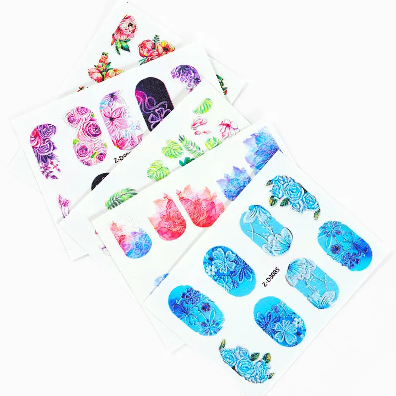1 sheet 5D Nail Art Water Transfer Stickers DIY Embossed Flower Designs Decals Manicure Accessories | Красота и здоровье