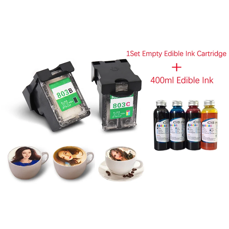 Einkshop пустые фотообои + 400 мл Съедобные чернила для кофейного принтера пищевой