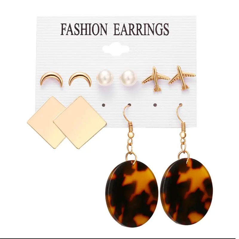 

Bohemia Imitation Pearls Moon Heart Dangle Earring Set Long Tassel Earrings For Women Fashion Jewelry Valentine's Day Gift
