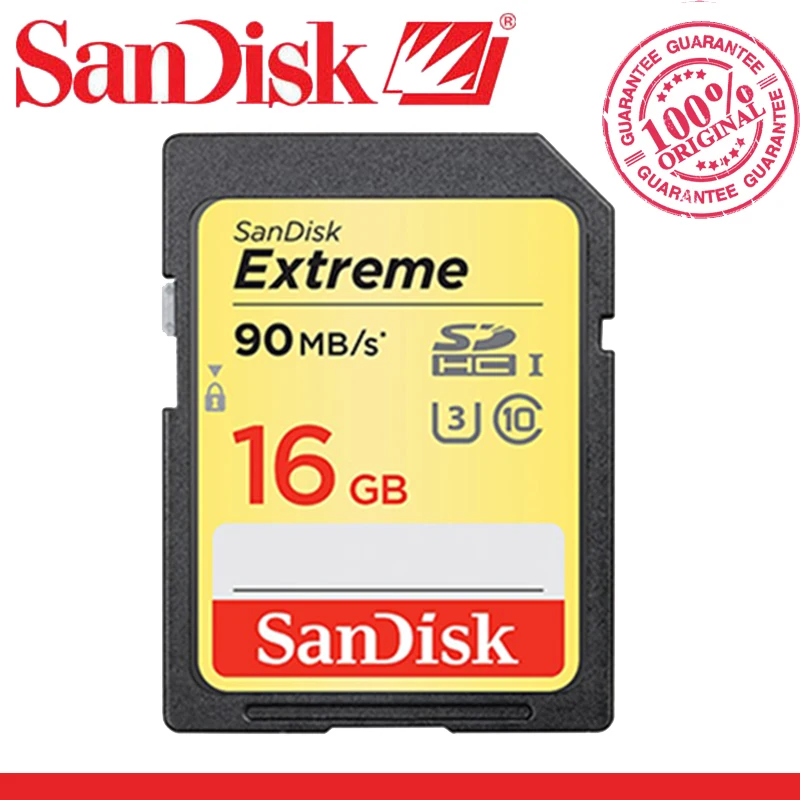 100% оригинальная SD Карта SanDisk Extreme PLUS SDHC SDXC U3 карты памяти класса 10 90 МБ/с. 64 ГБ 32 16 128