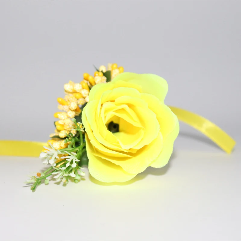 Бутоньерка для Жениха Лучший человек 5 шт. желтая шелковая атласная роза с