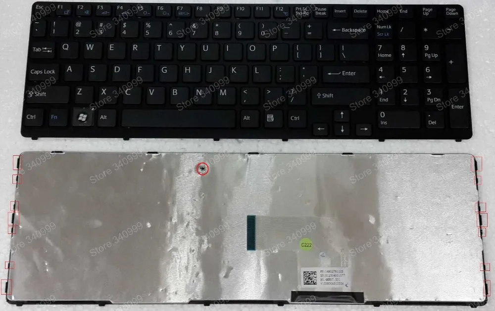 

New laptop keyboard For Sony SVE17 SVE151D11L SVE151D1EW SVE151D11M with frame BLACK US 149028811US V133830AS1US3A 90.4MR07.E01
