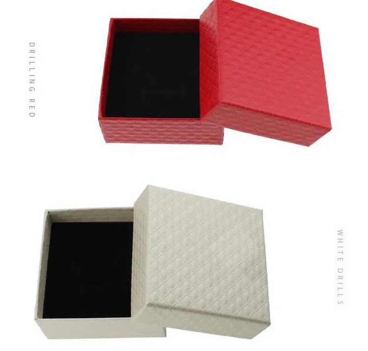 Square Jewelry Box Necklaces Earrings Bracelets Organizer Boxes Gift Packing Engagement Ring Display Black White Red Wholesale