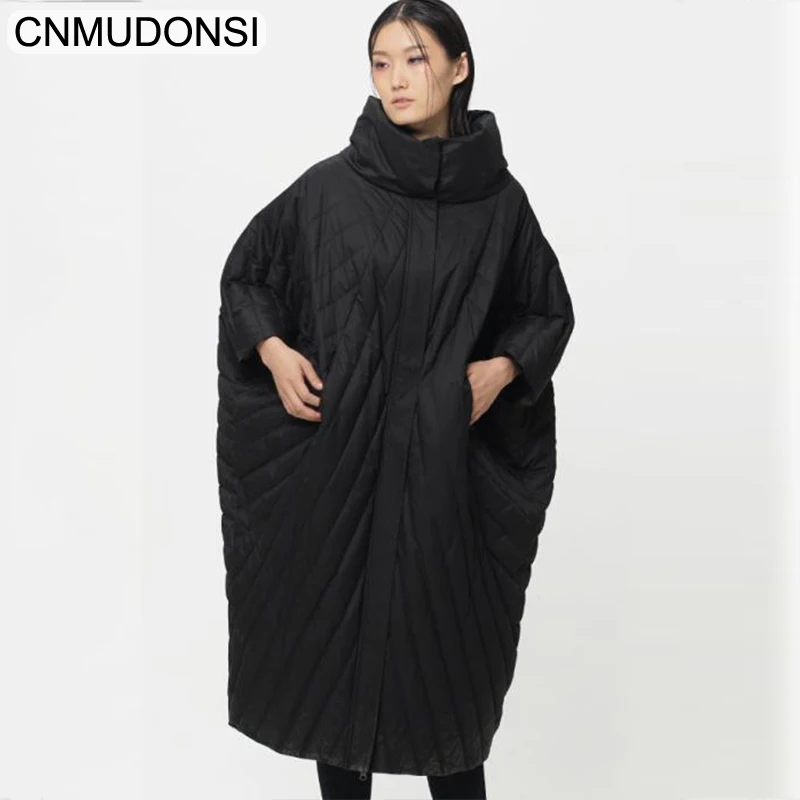 W1B12Black CNMUDONSI2018, роскошная зимняя куртка, винтажное пальто, светильник, корейский пух, для женщин, ультра, Женская парка, длинное пальто, большой размер, ветровка - Цвет: W1B12Black
