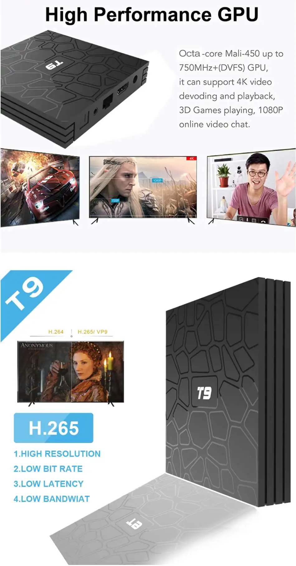 Смарт-ТВ приставка LEORY T9 RK3328 4 ГБ 32 ГБ Android 8,1 BT4.0 4 к H.265 4 к дополнительно 2,4 г/5 ГГц двойной wifi ТВ приставка pk Mi S X96 приставка