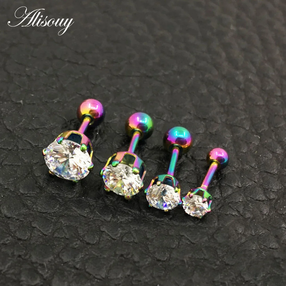 Женские серьги-гвоздики с разноцветными кристаллами 3/4/5/6 мм | Украшения и