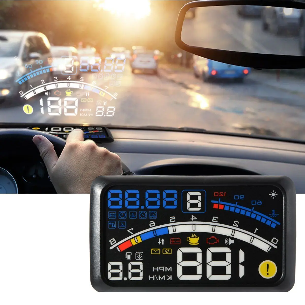 Автомобильный HUD Дисплей OBD2 превышение скорости Предупреждение Системы проектор