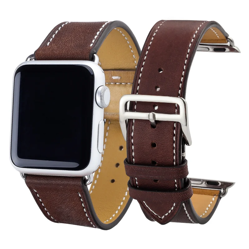 Фиолетовый Carouse Натуральная кожа ремешок для наручных часов Apple Watch, версии 4/3/2/1 38 мм 42 мм качество кожи для наручных часов iWatch, спортивный ремешок 40 мм 44 мм - Цвет ремешка: Фиолетовый
