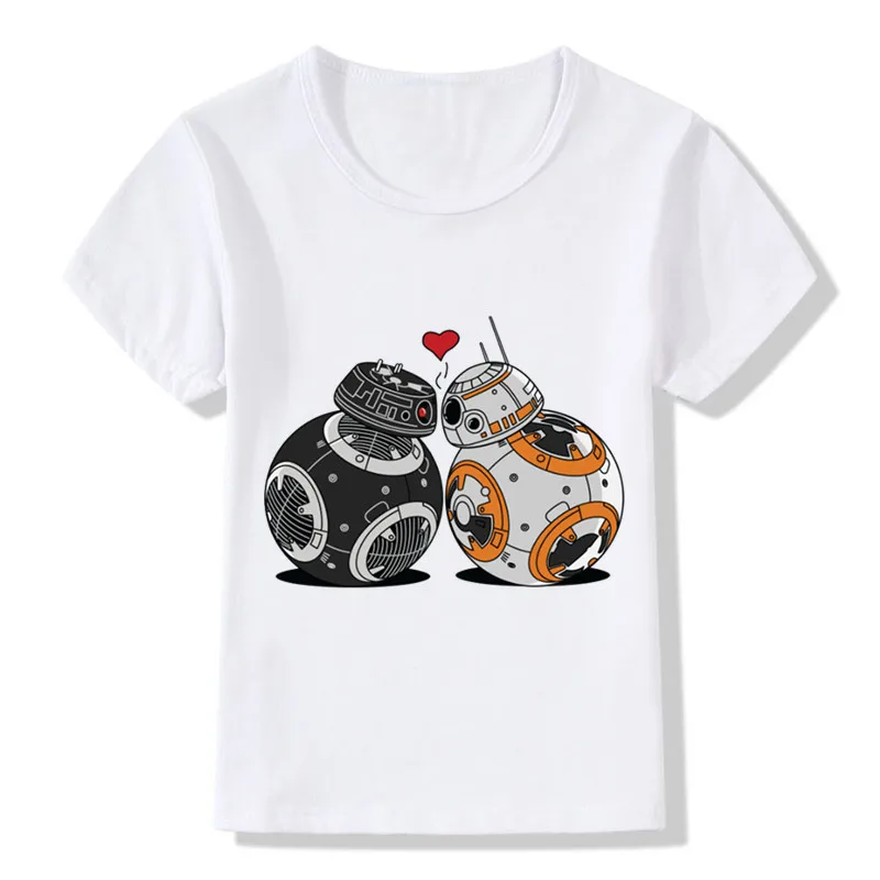 whiteI BB-8 на ходу, Детские Забавные футболки Летние футболки для мальчиков и девочек с принтом «Звездные войны», детская повседневная одежда для малышей ooo5163 - Цвет: whiteI