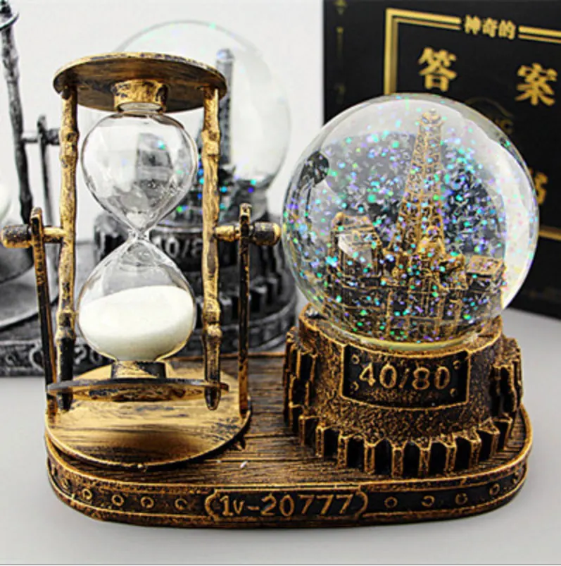 16*9 см винтажная башня песочные часы снежные глобусы стеклянная музыкальная